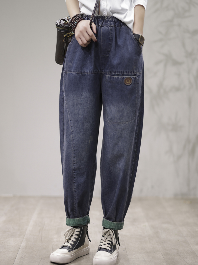 Women Loose Fit  Harem Cotton Denim Jeans Trousers Pants