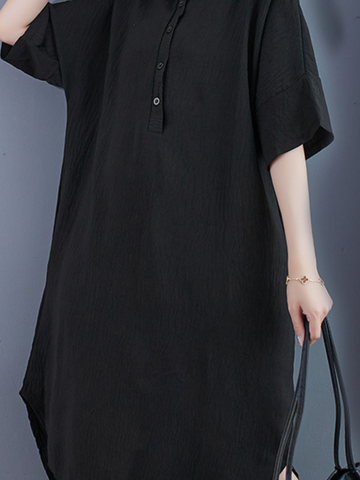 High Quality Solid Color  Shirt Dress