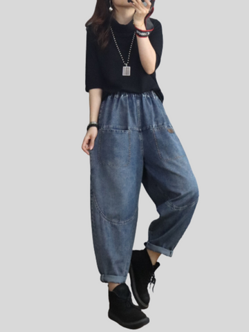 Loose Casual Denim Slim Harem Bottom Pants