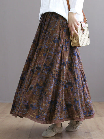 Double Layers Floral Printing Skirt