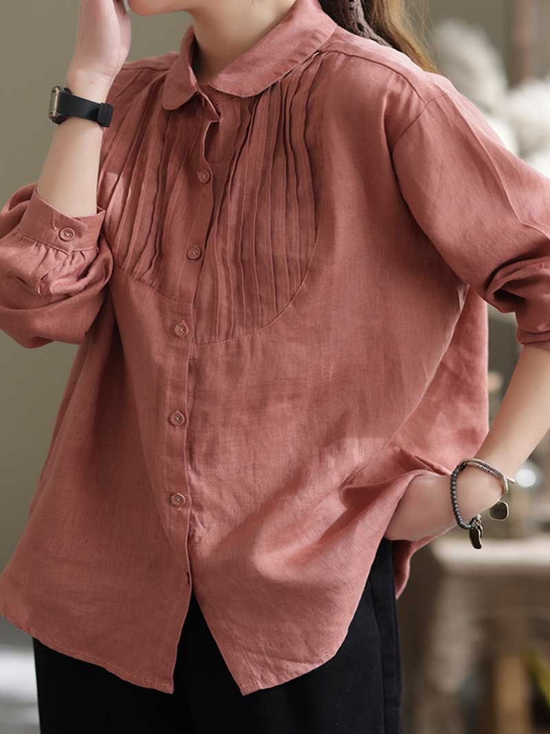 Give Me Reason Pleated Linen Shirt Top