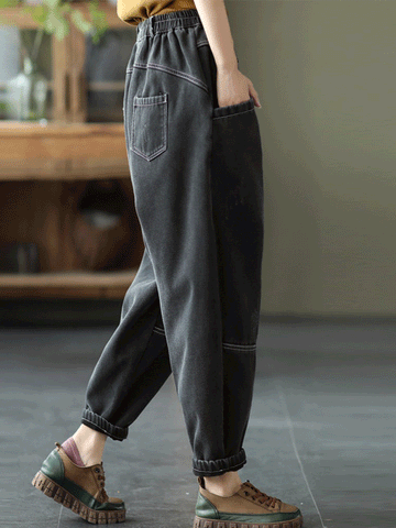 Underneath Us Women Elastic Waist Denim Pant