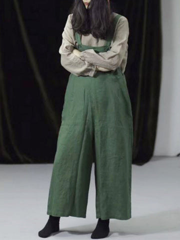 Jewel Cotton Wide-Legged Overall Dungarees(USA ONLY)