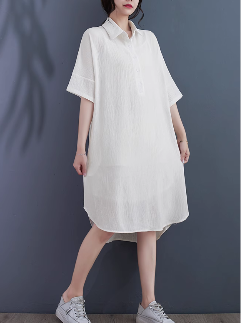 High Quality Solid Color  Shirt Dress