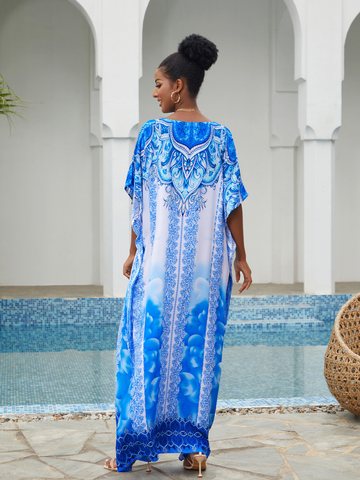 Live For Yourself Rayon Blue Loose Kaftan Dress