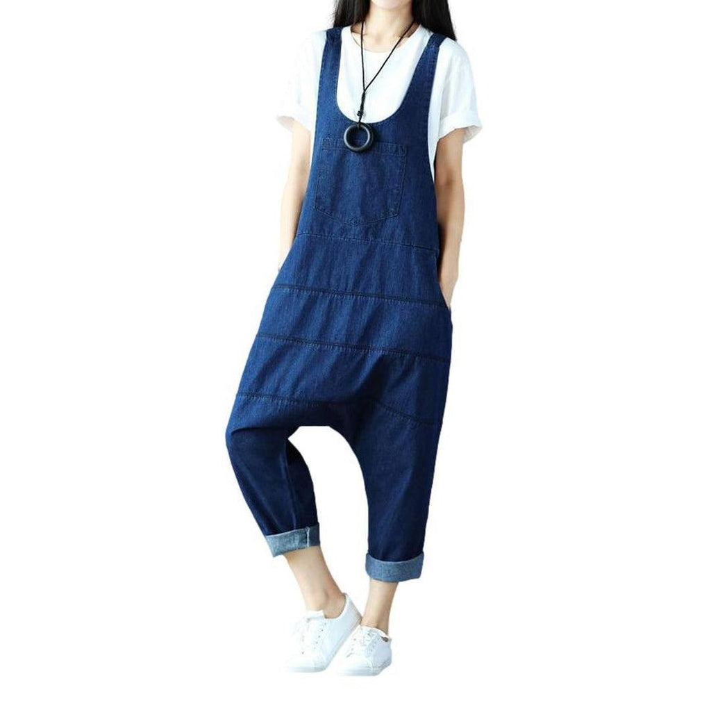 Women's denim jumpsuit with lines