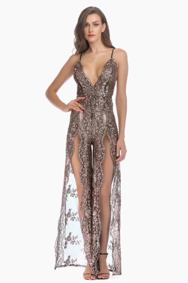 High Slit Backless Boho Cocktail Gown