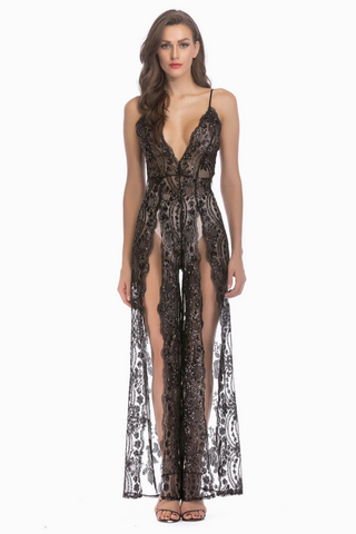 High Slit Backless Boho Cocktail Gown