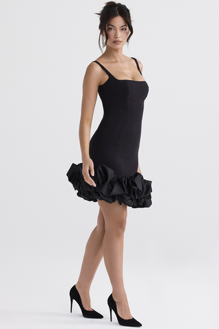 Black Ruffle Hem Dress