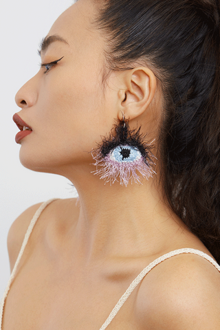 Handmade Eye Pattern Plush Earrings