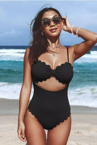 Knotted Scalloped One Piece Swimsuit