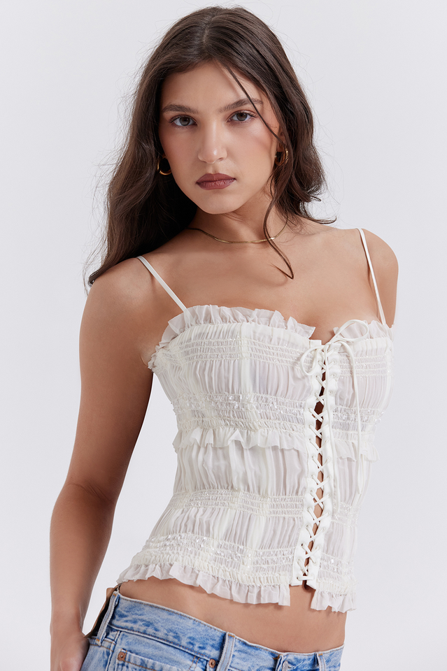 Lula Ivory Sequin Pleat Corset