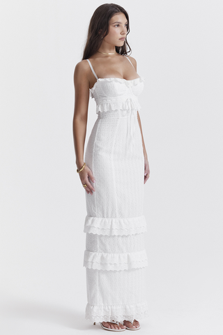 Eve White Broderie Maxi Dress