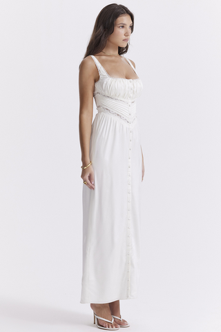 Illiana Ivory Real Silk Maxi Dress