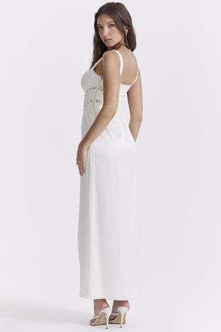 Illiana Ivory Real Silk Maxi Dress