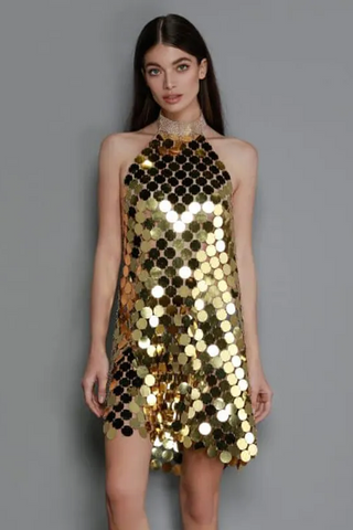 Kimora Halterneck Chainmail Mini Dress