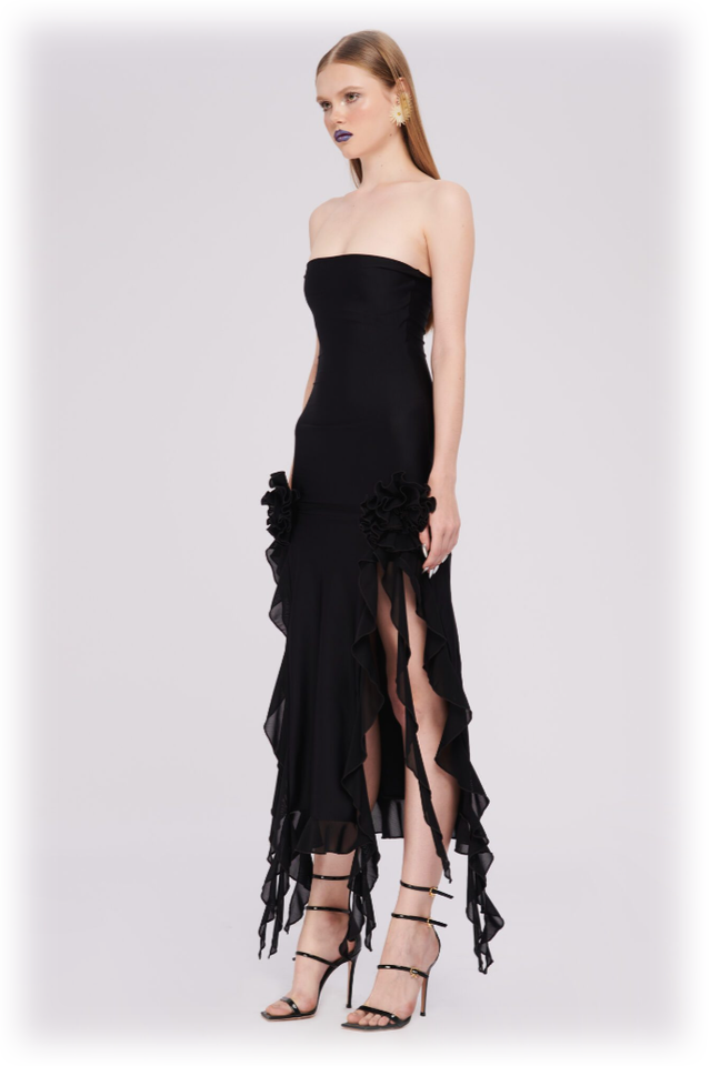 Irregular Tulle Bandeau Dress