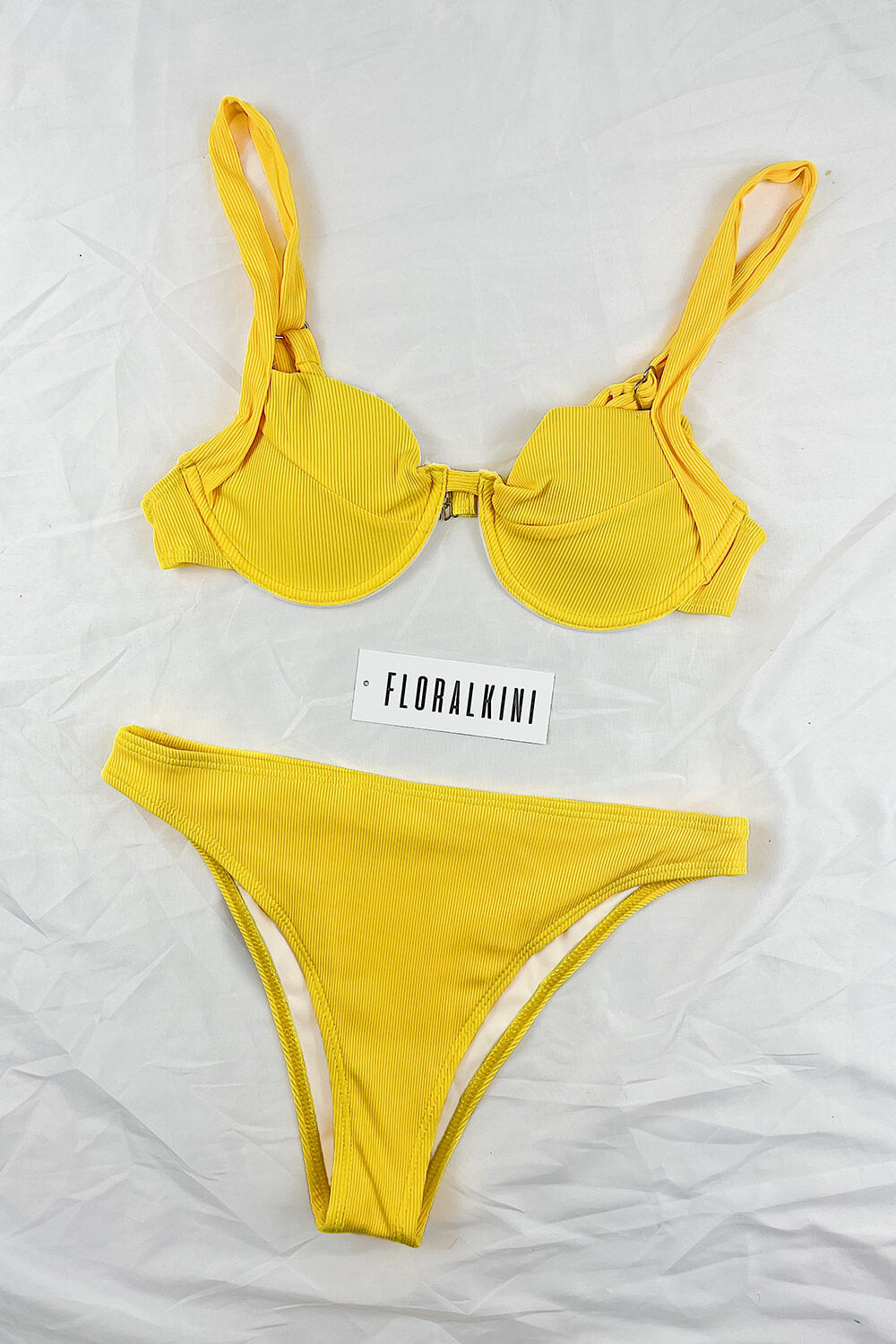 Yellow Rib Underwire Bikini Top