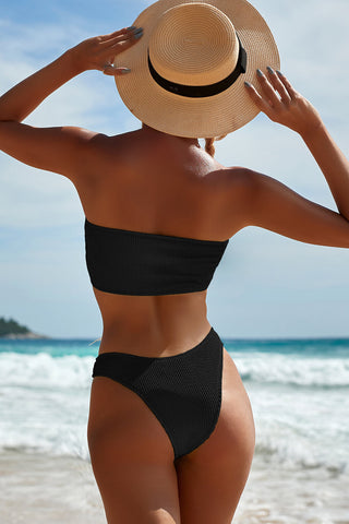 Black Crinkle High-Waist Bikini Bottoms