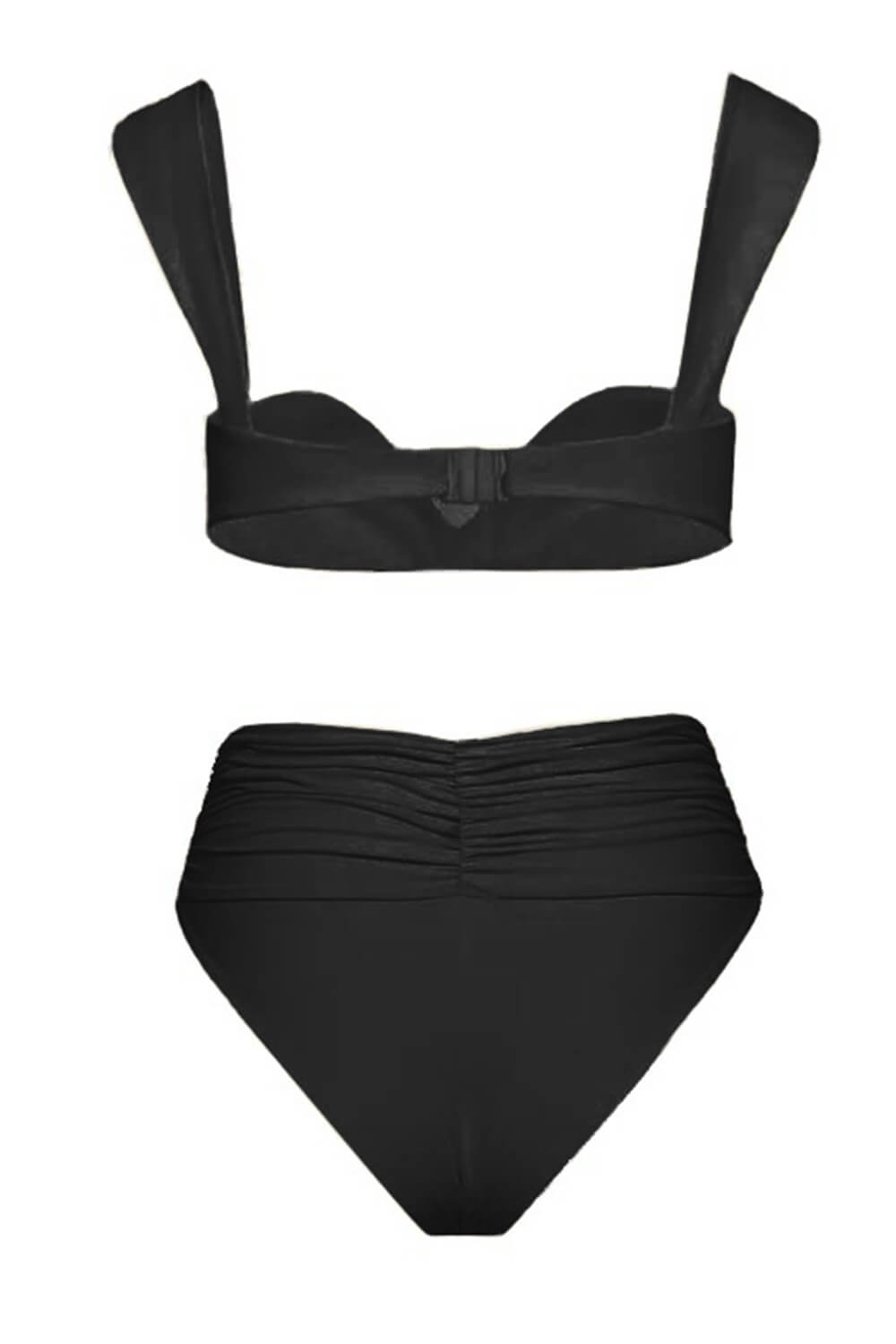 Bustier Rose Applique Ruched High-Wasited Bikini Set