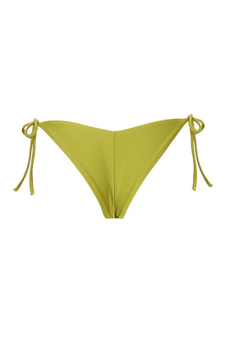 Triangle Halter Strappy Wrap Around Tie Side Ruched Bikini Set - Avocado