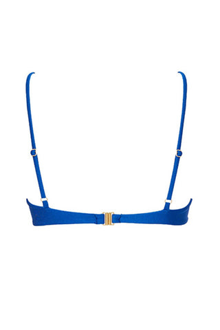 Drawstring Bralette Lace Up Tie Side Bikini Set - Blue