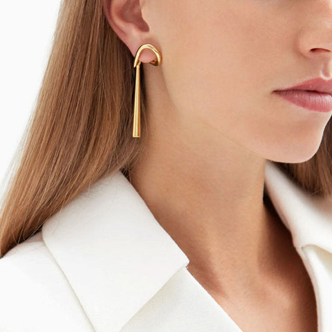 Elegant Gold-Plated Alpha Style Pendant Earrings - Gold