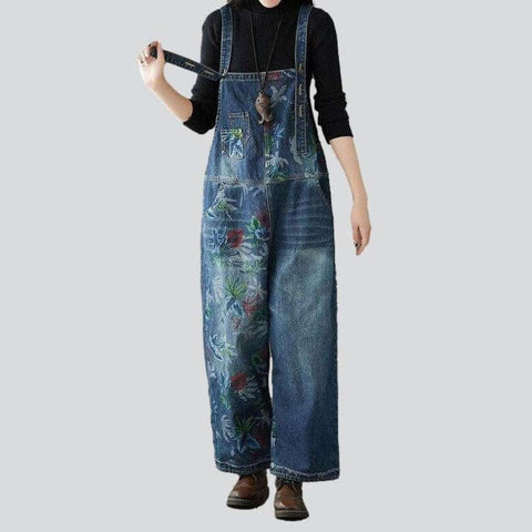 Wide leg baggy women's overall